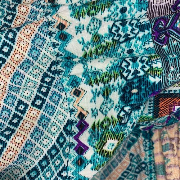 Umgee Womens Large Romper Blue Teal Aztec Print Boho Festival Hippie Summer - Picture 12 of 12